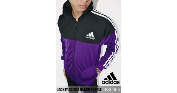 Adidas black clearance and purple jacket